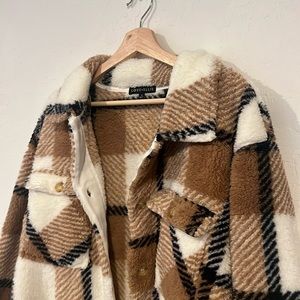 Plaid teddy coat